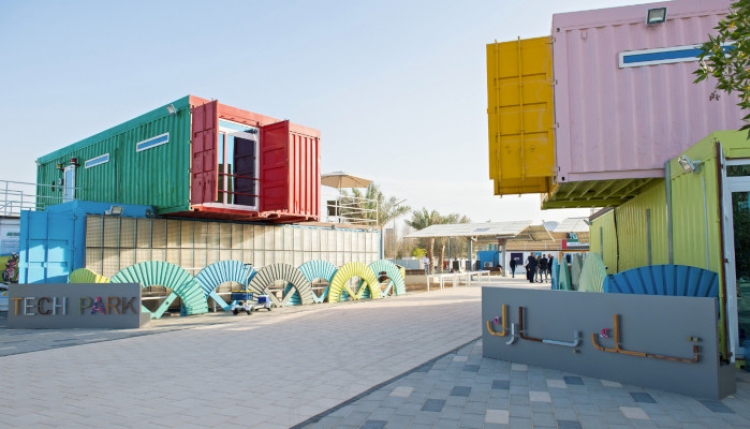 Tech Park’s shipping containers meet Masdar City’s strict sustainability standards, having significantly lower embodied energy costs than regular offices.