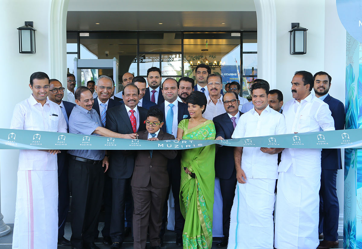 Yusuffali MA, Chairman, Lulu Group International inaugurating Port Muziris – A Tribute Portfolio in the presence of V J Kurian, Managing Director, CIAL, Ashraf Ali M A, Executive Director, Lulu Group International, Adeeb Ahamed, Managing Director, Twenty14 Holdings, Ranju Alex, Market Vice President, Marriott International, Members of Legi