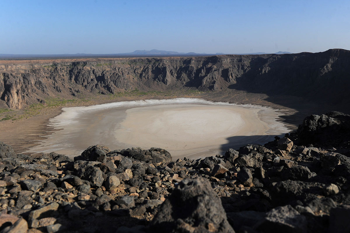 Al-Wahbah volcanic crater in the Al-Wahbah desert, some 360 kms northeast of Jeddah. (AMER HILABI/AFP/Getty Images)