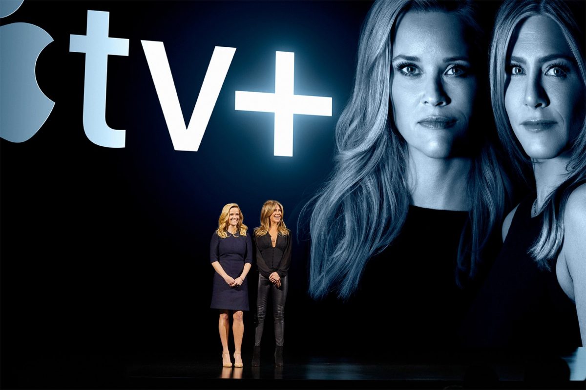 Hollywood stars Jennifer Aniston, Reese Witherspoon made appearances at the event that brings Apple into direct competition with Netflix and the rest of the entertainment sector.