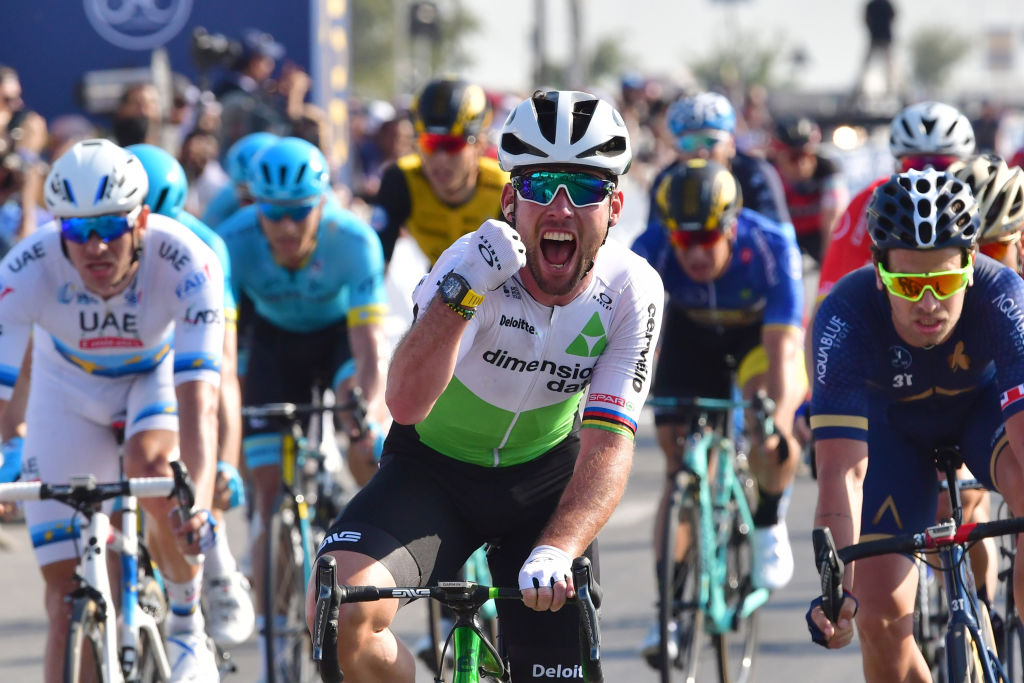 Dimension Data's British rider Mark Cavendish celebrates happier times during the Dubai Tour earlier this month. (GIUSEPPE CACACE/AFP/Getty Images)