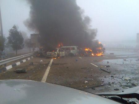 Flashback to the horror crash the Abu Dhabi-Dubai highway in March 2008. (Getty Images)