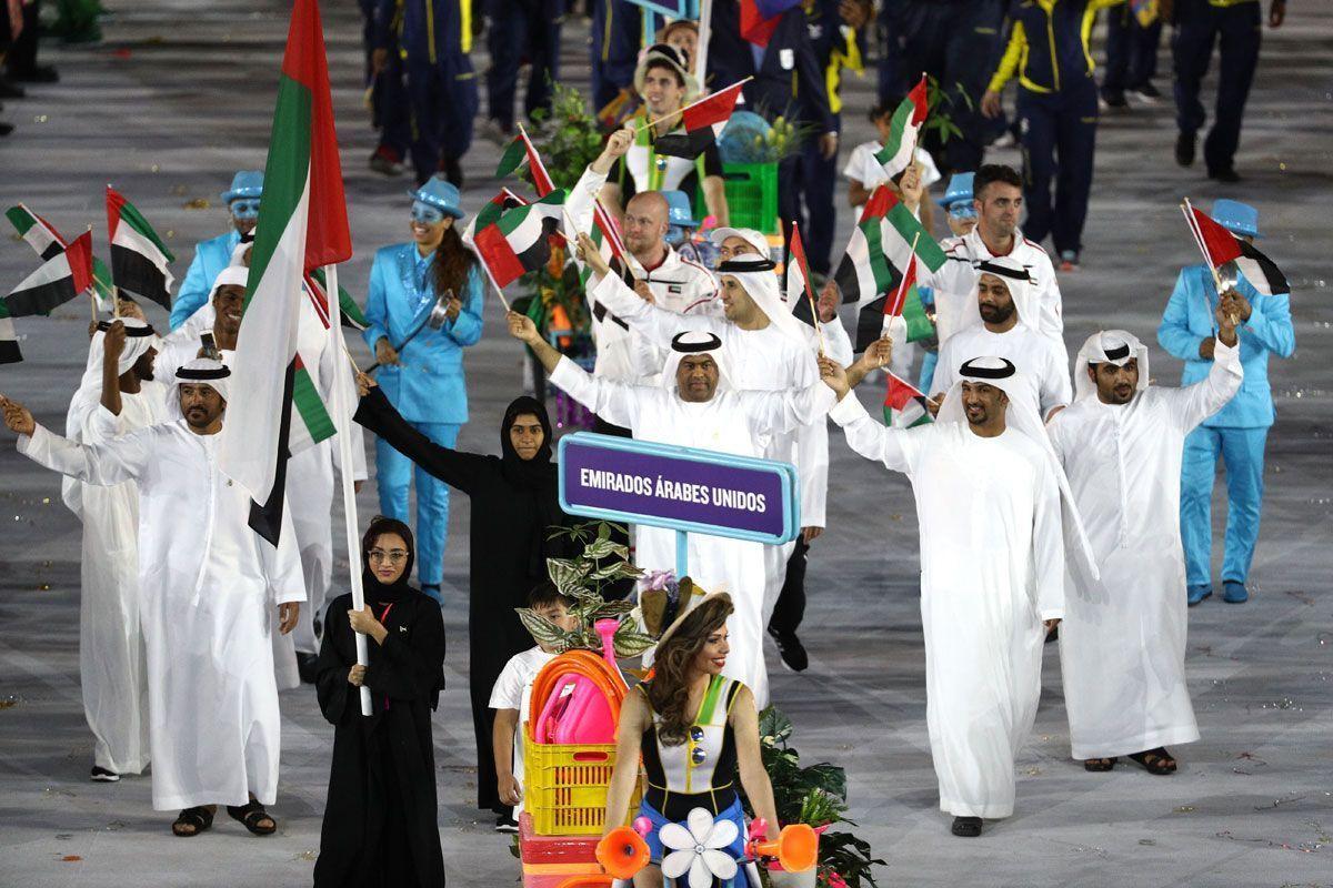 Middle East flag bearers during the opening ceremony of Rio 2016 ...