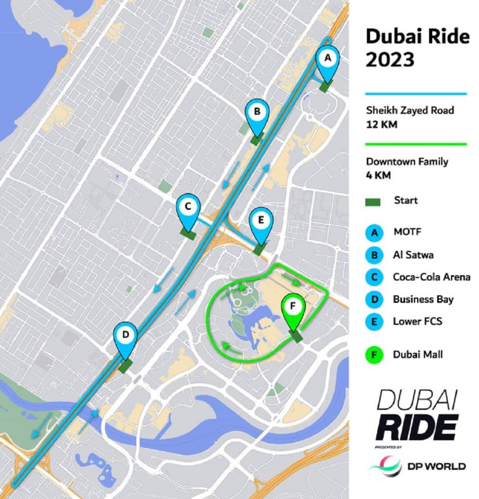 Dubai Ride 2023 Sheikh Zayed road closure date, cycling routes