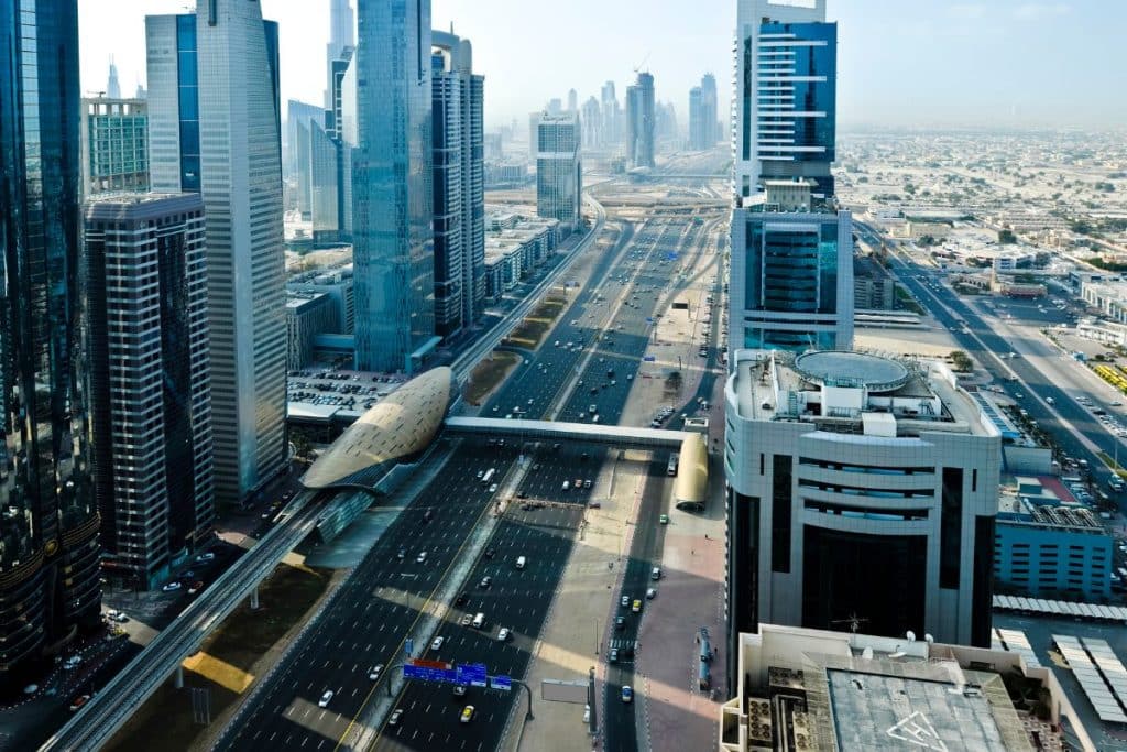 Dubai Sheikh Zayed Road COP28 traffic