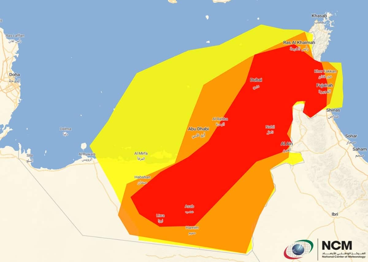 UAE red alert weather Dubai rain