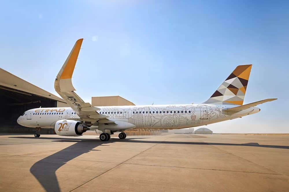 Etihad Airways unveils new livery for 20th anniversary - Arabian ...