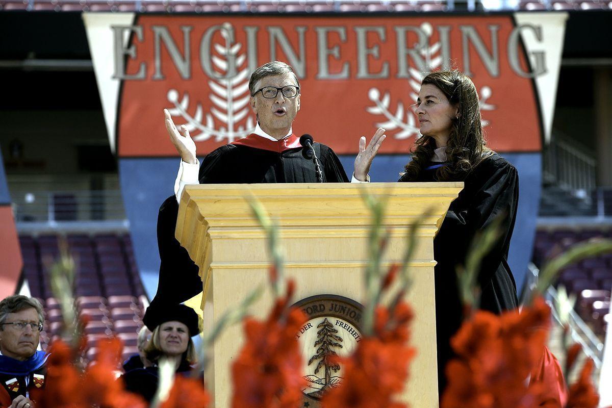 The Gates give commencement address at Stanford University