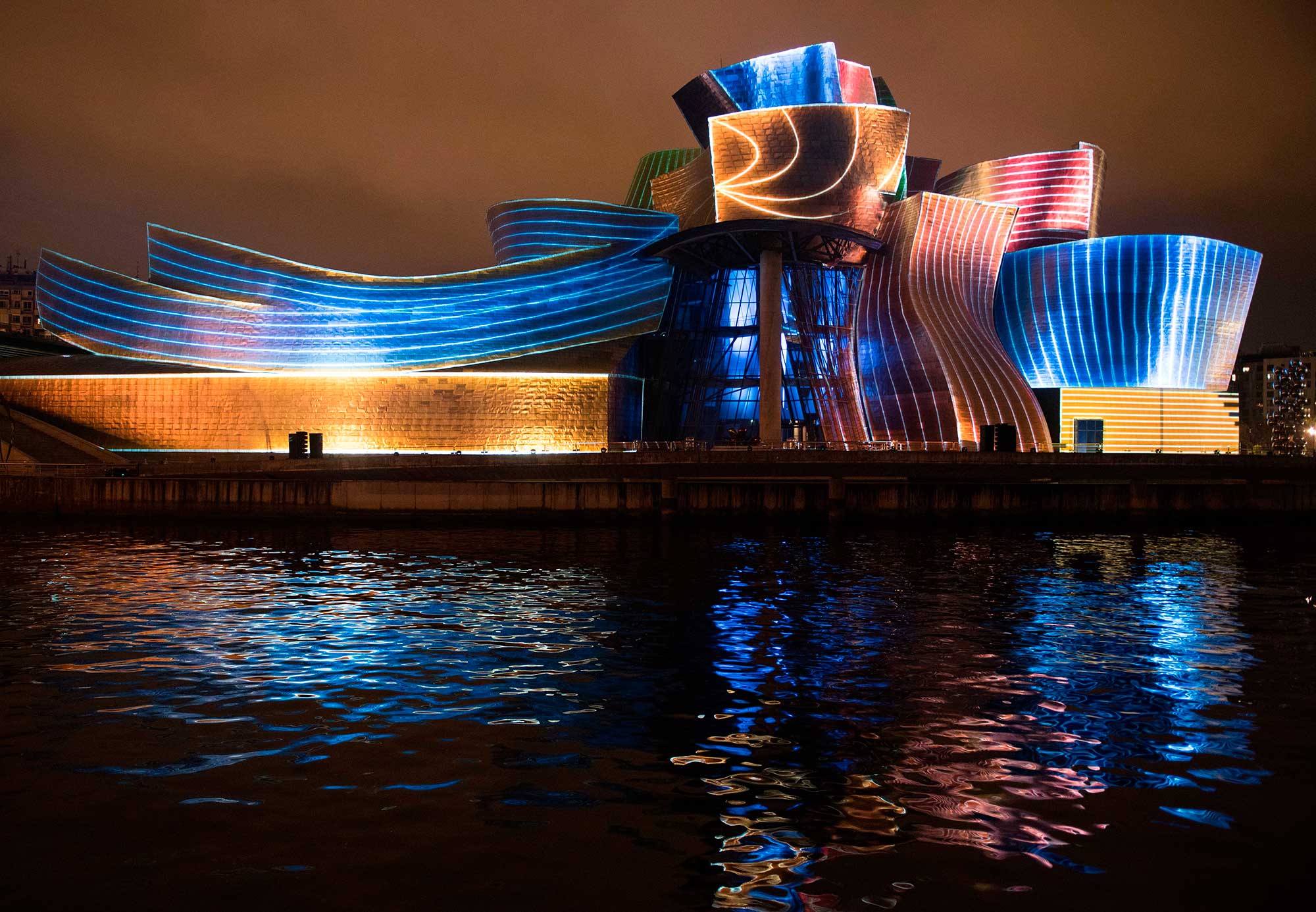 In pictures Guggenheim Bilbao's celebrates 20th anniversary light show