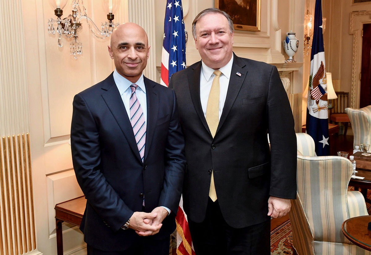 UAE's Ambassador to the U.S., Yousef Al Otaiba with former Secretary of State Mike Pompeo.